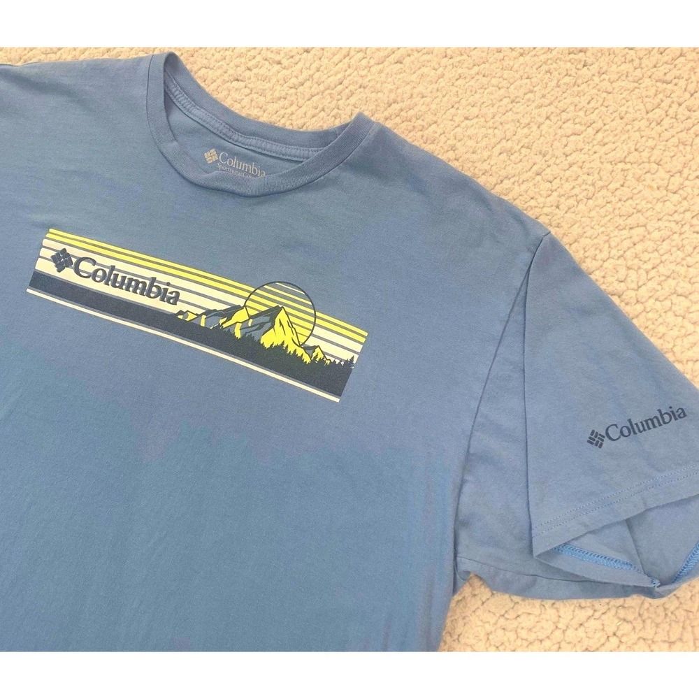 Columbia T-Shirt Mens XL Blue Mountain Graphic‎ Short Sleeve Cotton Tee